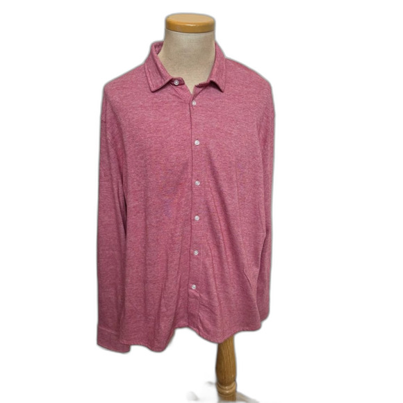 Soul of London Heather Red Soft Knit Longsleeve Button Down Shirt - Men Size XXL - Picture 1 of 6